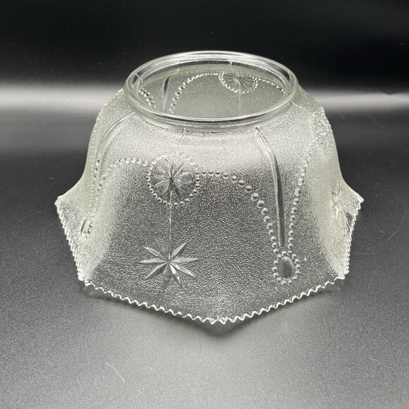 VTG Stippled Pressed Glass Light Shade Starburst Atomic Mid Century 3.25” Fit - Picture 1 of 8